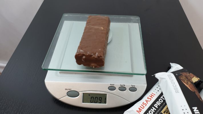 Musashi High Protein Bar on Scale