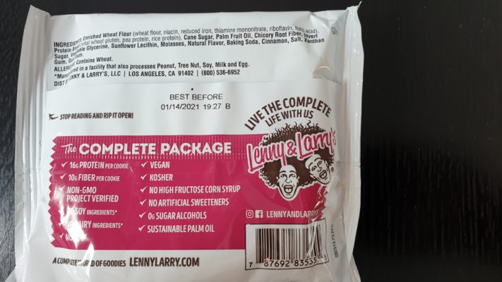 Lenny & Larry's The Complete Cookie Ingredients