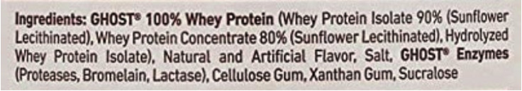 Ghost Whey Protein Ingredients